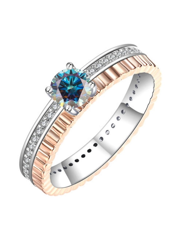 1ct Moissanite Engagement Rings for Women D Color VVS1 Clarity Red/Blue/Green Diamond Rings S925 Sterling Silver Rings Gifts Moissanite Wedding Bands with Certificate
