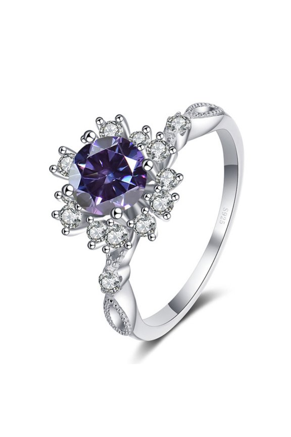 1ct Moissanite Engagement Rings for Women Round Cut D Color VVS1 Sterling Silver Diamond Rings Moissanite Anniversary Promise Wedding Rings for Women with Certificate