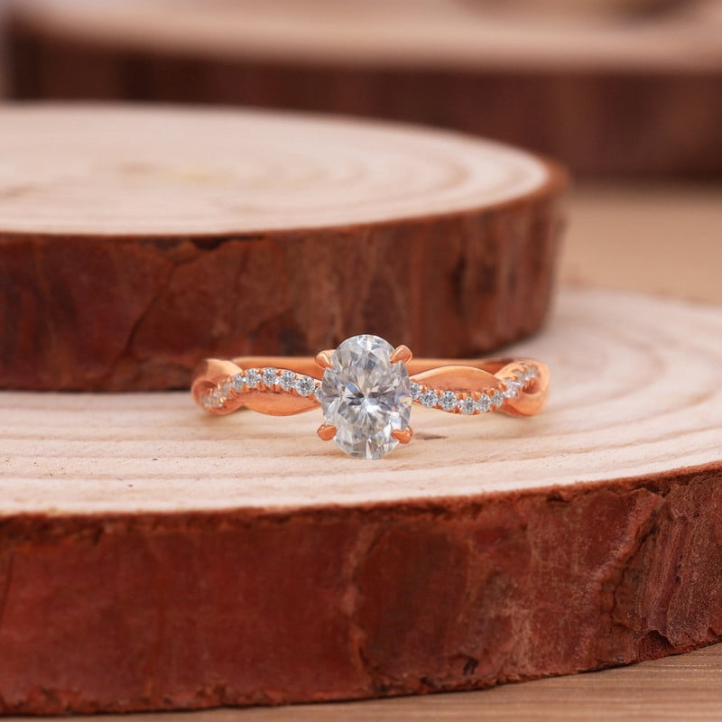 1ct Oval Cut Moissanite Ring - Elegant Braided Rope Style Engagement ...