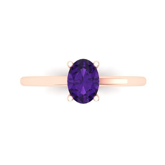 Solitaire Engagement Ring for Women - 1ct Natural Amethyst in 18K Rose Gold Promise Ring