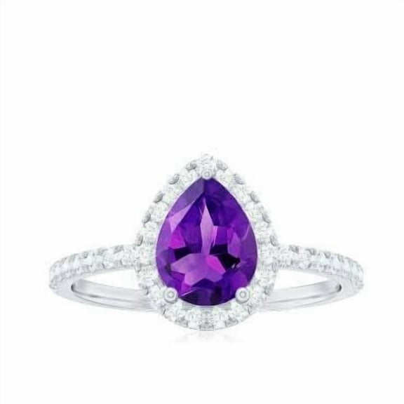 1ct Pear Solitaire Amethyst Designer Engagement Ring |925 Sterling Silver Promise Ring for Women | Wedding, Engagement Bridal Rings | Mothers Day Gift
