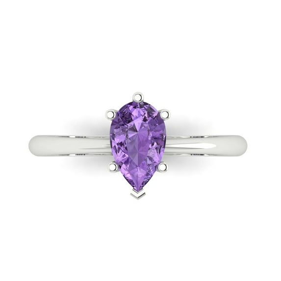 Solitaire Engagement Ring for Women - 1ct Simulated Alexandrite in 14K White Gold Promise Ring