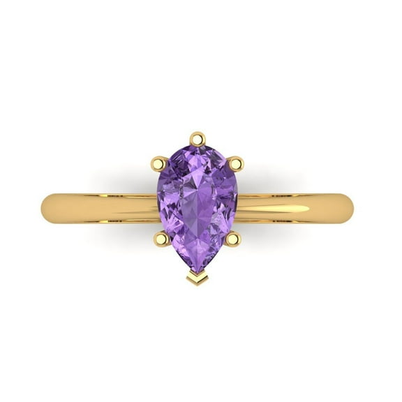 Solitaire Engagement Ring for Women - 1ct Simulated Alexandrite in 18K Yellow Gold Promise Ring