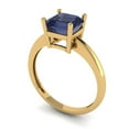 thumbnail image 1 of 1ct Princess Cut Blue Crystal 14k Yellow Gold Engraving Statement Bridal Wedding Solitaire Designer Ring Size 4.75, 1 of 7