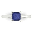 thumbnail image 1 of 1ct Princess Cut Blue Tanzanite 18k White Gold Engraving Statement Bridal Wedding Solitaire Designer Ring Size 8.5, 1 of 5