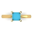 thumbnail image 1 of 1ct Princess Cut Blue Turquoise 18k Yellow Gold Engraving Statement Bridal Wedding Solitaire Designer Ring Size 5, 1 of 5