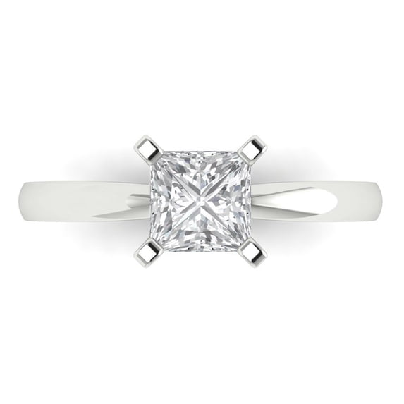 Clara Pucci 14K White Gold 1ct Moissanite Solitaire Ring for Women
