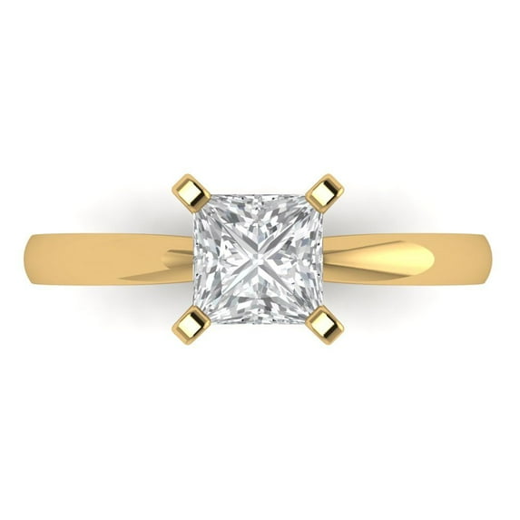 Clara Pucci 14K Yellow Gold 1ct Moissanite Solitaire Ring for Women