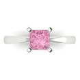 thumbnail image 1 of 1ct Princess Cut Pink Crystal 18k White Gold Engraving Statement Bridal Wedding Solitaire Designer Ring Size 9, 1 of 5