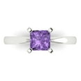 thumbnail image 1 of 1ct Princess Cut Purple Alexandrite 18k White Gold Engraving Statement Bridal Wedding Solitaire Designer Ring Size 10, 1 of 5