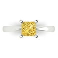 thumbnail image 1 of 1ct Princess Cut Yellow Natural Citrine 14k White Gold Engraving Statement Bridal Wedding Solitaire Designer Ring Size 8.5, 1 of 5