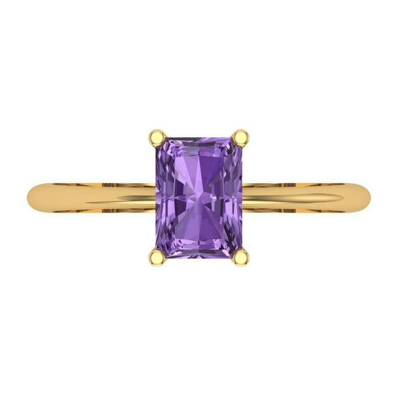 Solitaire Engagement Ring for Women - 1ct Simulated Alexandrite in 18K Yellow Gold Promise Ring