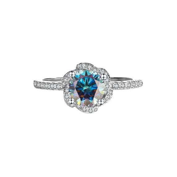 1ct Rose Moissanite Rings for Women D Color VVS1 Clarity Red/Green/Pink Diamond Rings S925 Sterling Silver Moissanite Engagement Rings with Certificate