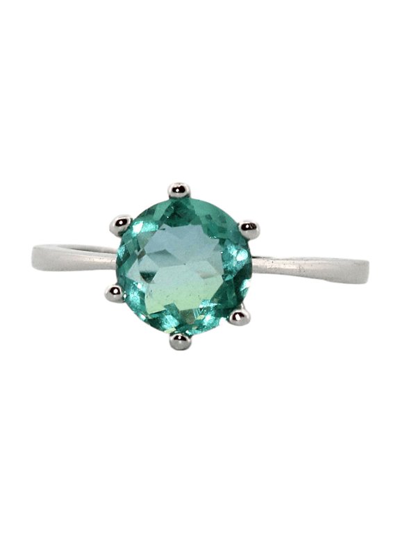 1ct Round Blue & Green Tourmaline Silver Ring, Size 5 1RBGTSRS5