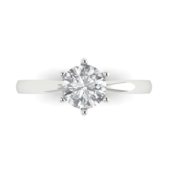 Solitaire Engagement Ring for Women - 1ct Moissanite in 14K White Gold Promise Ring
