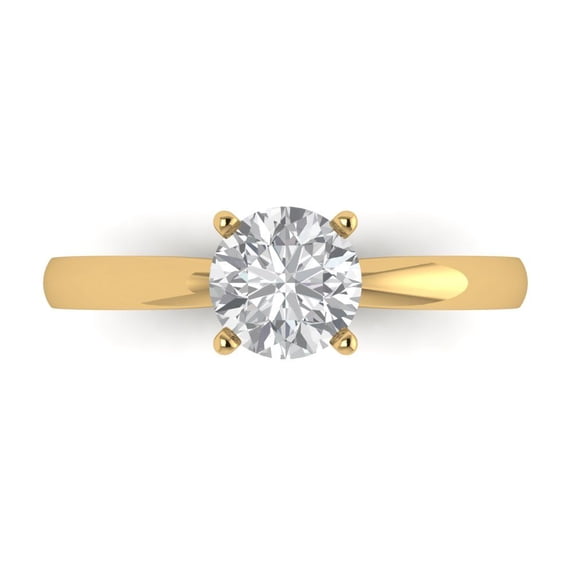Clara Pucci 14K Yellow Gold Solid Gold Moissanite Solitaire Anniversary Ring for Women - 1 cttw Round Cut