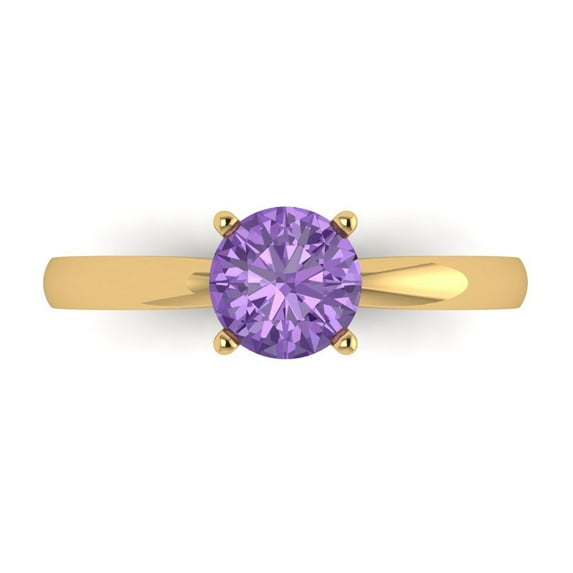 Solitaire Engagement Ring for Women - 1ct Simulated Alexandrite in 14K Yellow Gold Promise Ring
