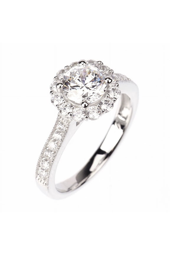 1ct Round Cut Engagement Wedding Ring Signity CZ Rhodium Sterling Silver (SIZE: 6)