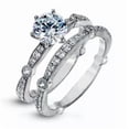 thumbnail image 1 of 1ct Round Cut Topaz Womens Gift 925 Silver Band Wedding Party Ring Sets Size 4-9, 1 of 6
