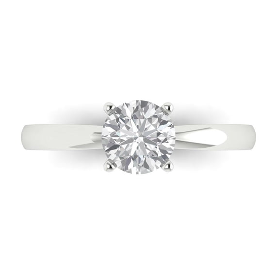 Clara Pucci 14K White Gold 1ct WhiteSapphire Solitaire Ring for Women