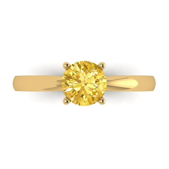 1 ct Round Cut Natural Citrine Solitaire Engagement Ring for Women in 14K Yellow Gold