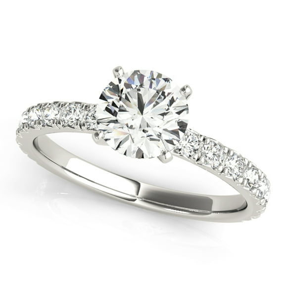1ct Round Diamond Solitaire Engagement ring in 14k White Gold