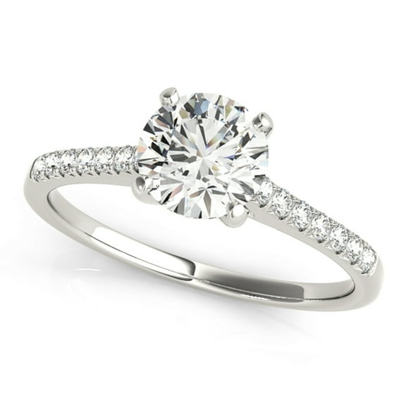 1ct Round Diamond Solitaire Engagement ring in 14k White Gold