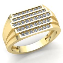 1ct Round Not Enhanced Mens Personalized 5Row Anniversary Wedding Band Solid 14K Rose, White or Yellow Gold GH SI2