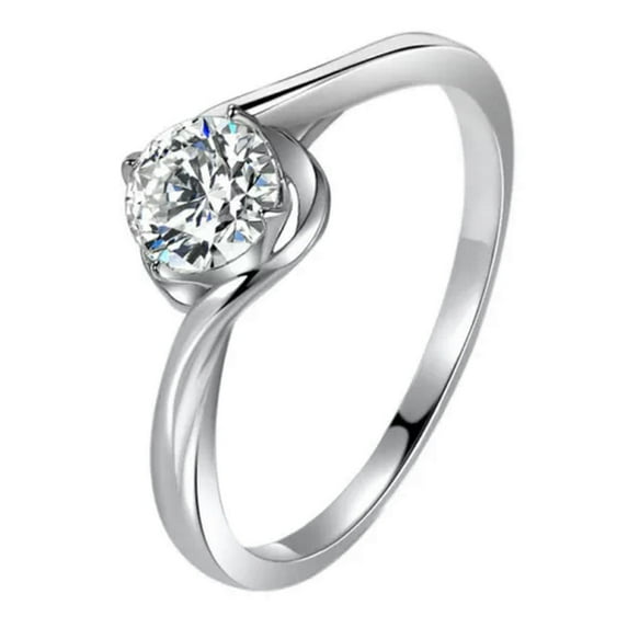 1ct Simple Twisted Band Women's 925 Silver CZ Solitaire Engagement Ring Size 4-9