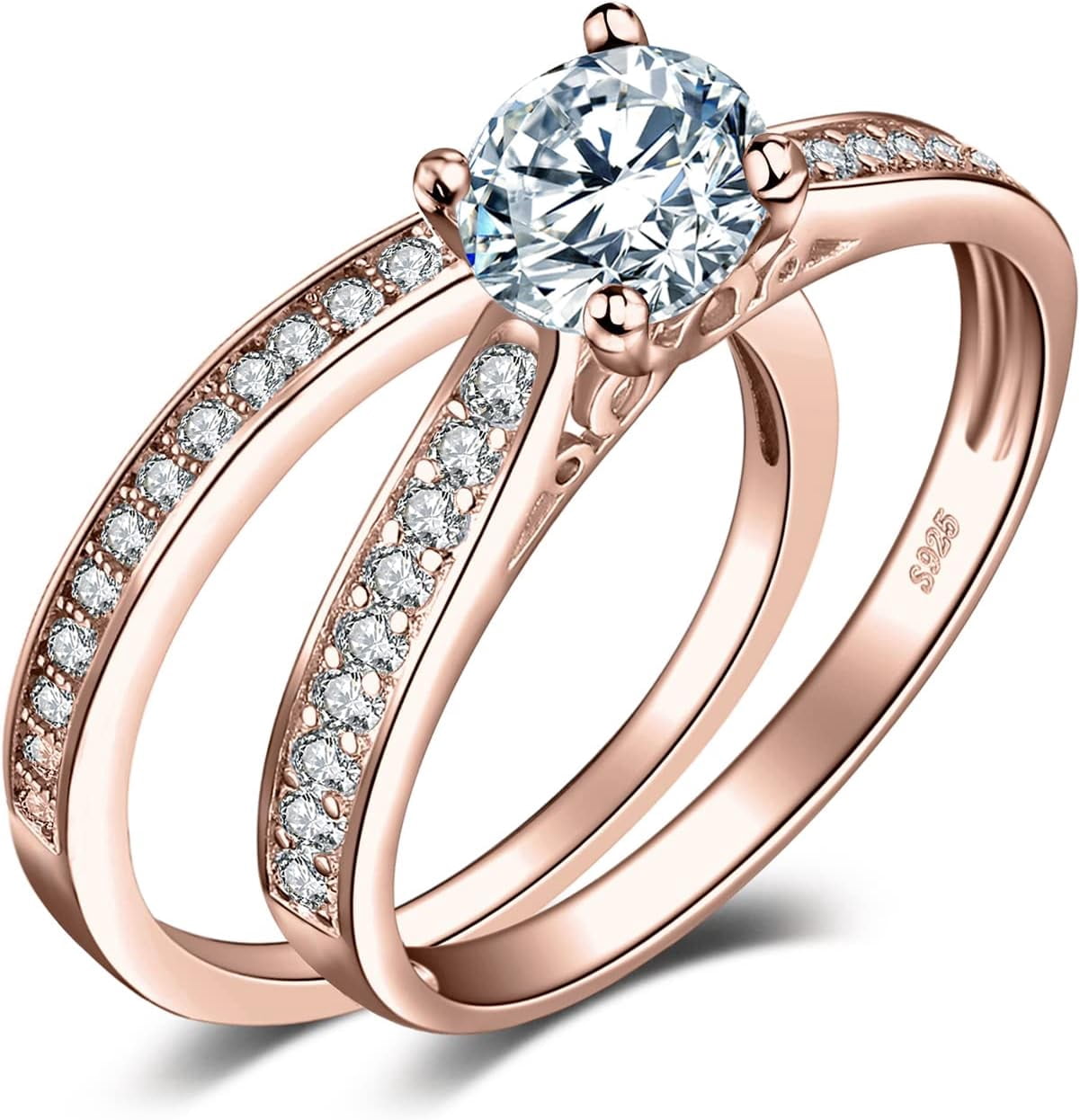 1ct Simulated Diamond Engagement Rings for Women, 14k White Yellow Rose — free download