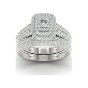 IMPERIAL 1ct TDW Diamond 14K White Gold Halo Engagement Ring Set