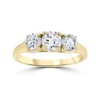 1ct Three Stone Diamond Engagement Womens Anniversary Ring 14k Yellow ...
