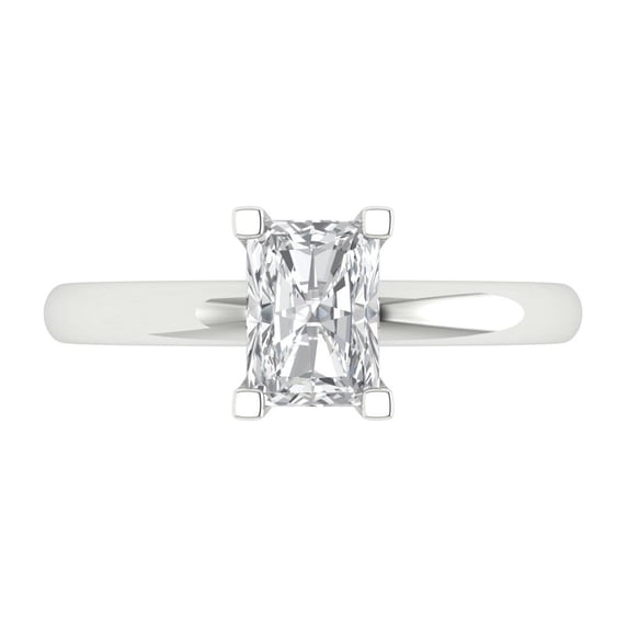 Clara Pucci 14K White Gold Solid Gold Moissanite Solitaire Anniversary Ring for Women - 1 cttw Emerald Cut