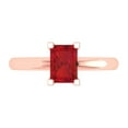 thumbnail image 1 of 1 ct Emerald Cut Simulated Pink Tourmaline Solitaire 18K Rose Gold Womens Engagement Ring, 1 of 5