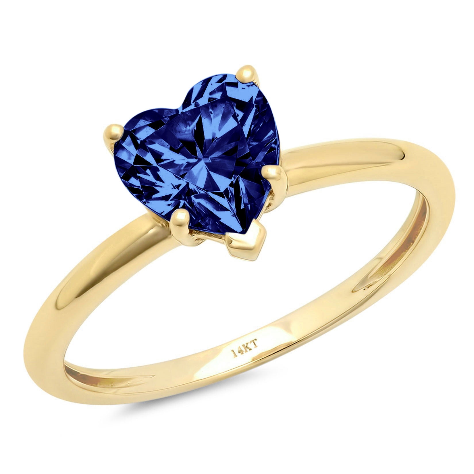 1ct heart cut blue simulated tanzanite 14k yellow gold anniversary