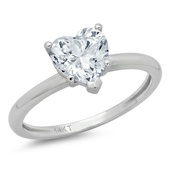 1.25 ct Heart Cut Natural Swiss Blue Topaz Solitaire 18K White Gold Womens Engagement Ring