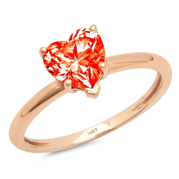 1.25 ct Heart Cut Simulated Red Diamond Solitaire 14K Rose Gold Womens Engagement Ring