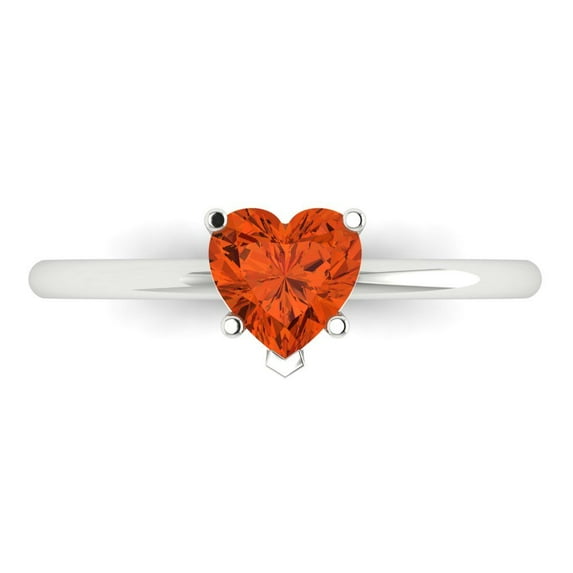 1.25 ct Heart Cut Simulated Red Diamond Solitaire 18K White Gold Womens Engagement Ring