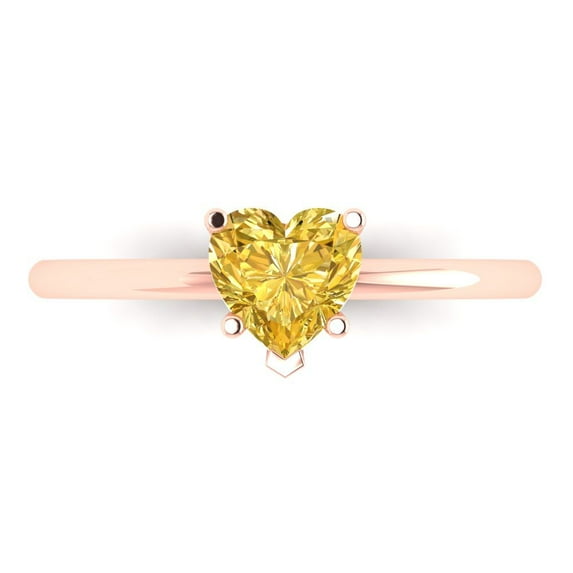 1.25 ct Heart Cut Natural Citrine Solitaire 18K Rose Gold Womens Engagement Ring