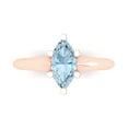 thumbnail image 1 of 1 ctw Solitaire Anniversary Ring for Women | Marquise Cut Simulated Blue Diamond | Hyperallergenic Solid 14K Rose Gold, 1 of 5