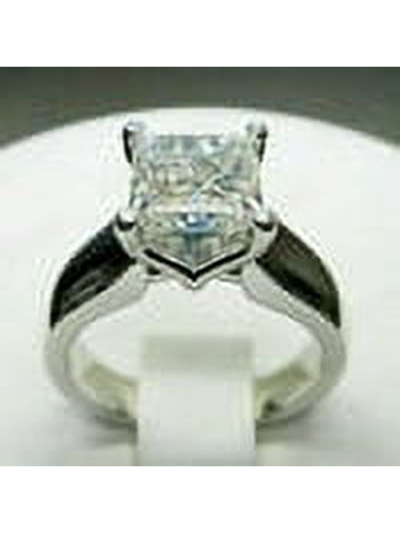 1ct princess cut Real Diamond 14k White Gold Solid