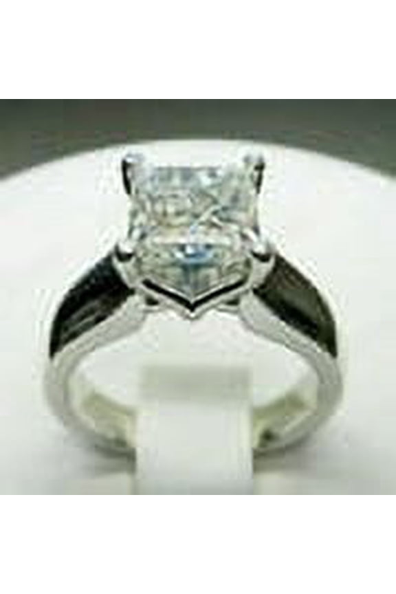 1ct princess cut Real Diamond 14k White Gold Solid