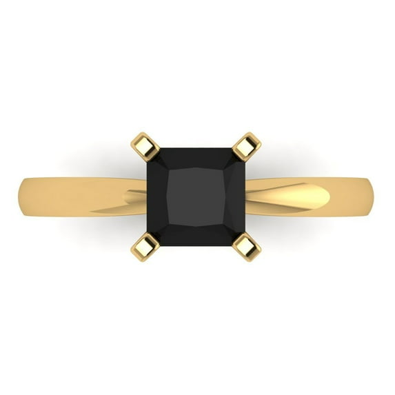 Solitaire Engagement Ring for Women - 1ct Natural Onyx in 14K Yellow Gold Promise Ring