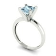 thumbnail image 1 of 1ct princess cut blue Zircon 14k white gold Bridal Wedding Engagement Promise Anniversary Ring for Women size 8.25, 1 of 7