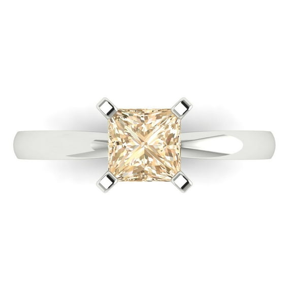 Clara Pucci 14K White Gold Solid Gold Morganite Solitaire Anniversary Ring for Women - 1 cttw Princess Cut