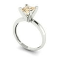 thumbnail image 1 of 1ct princess cut brown natural morganite 18k white gold Bridal Wedding Engagement Promise Anniversary Ring for Women size 4, 1 of 7