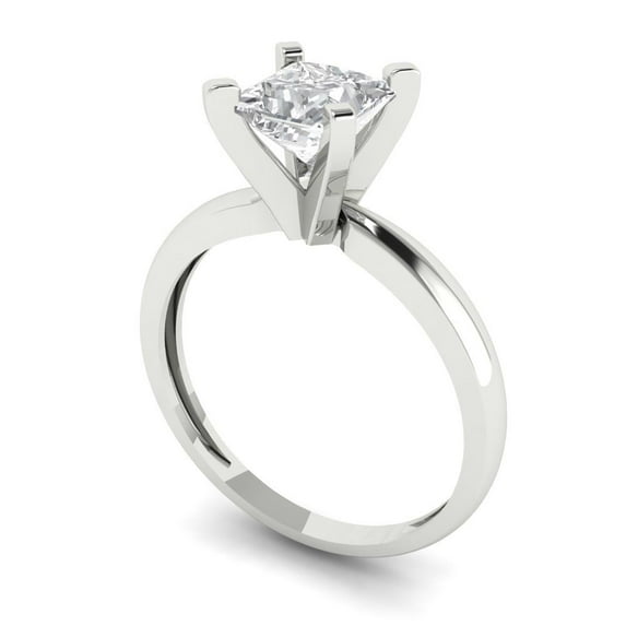 1ct princess cut clear moissanite 14k white gold Bridal Wedding Engagement Promise Anniversary Ring for Women size 9.75