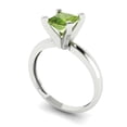 thumbnail image 1 of 1ct princess cut green natural peridot 14k white gold Bridal Wedding Engagement Promise Anniversary Ring for Women size 10.25, 1 of 7