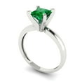 thumbnail image 1 of 1ct princess cut green emerald 18k white gold Bridal Wedding Engagement Promise Anniversary Ring for Women size 8.5, 1 of 7