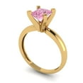 thumbnail image 1 of 1ct princess cut pink Zircon 18k yellow gold Bridal Wedding Engagement Promise Anniversary Ring for Women size 9.75, 1 of 7